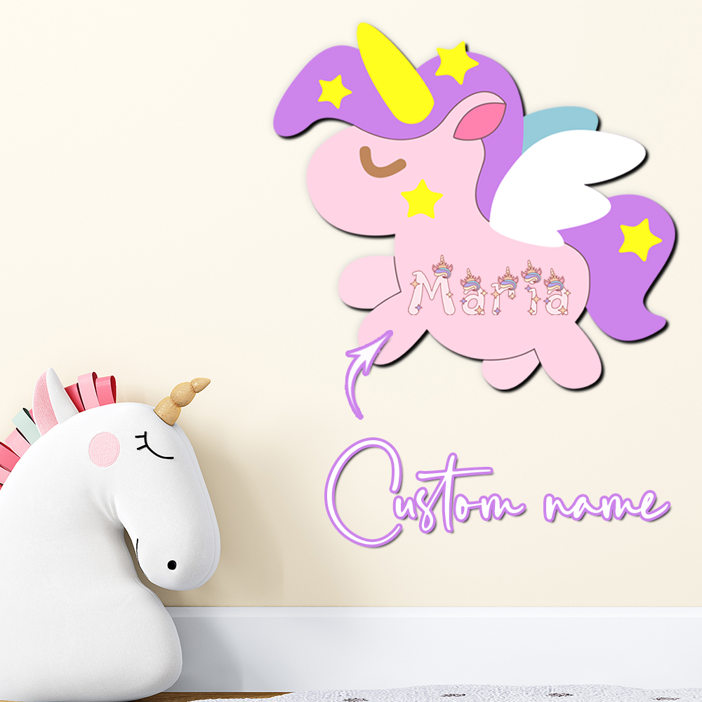 Wooden Letter Sign - Custom Unicorn Wooden Name Sign Personalized