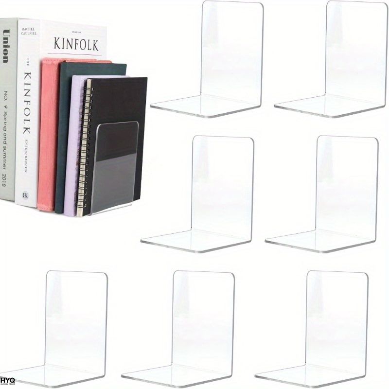 Aesthetic Bookend - 4/8pcs Set Clear Acrylic Bookends -
