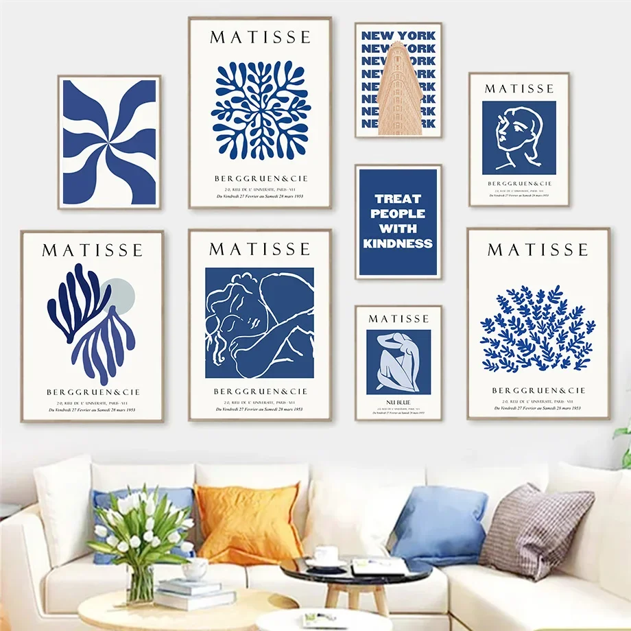 Home Decor Exhibition - Scandinavian Minimalist Wall Art Blue Matisse