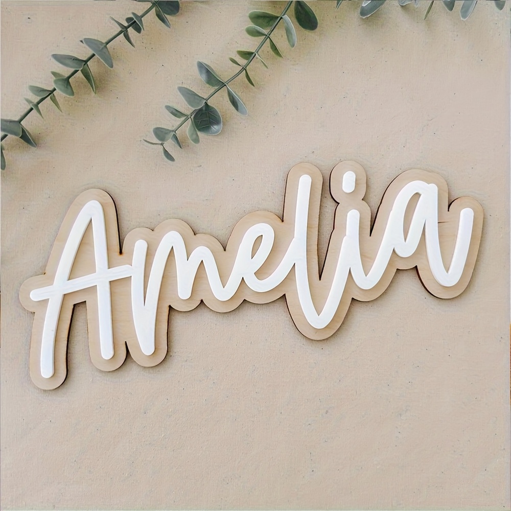 Wooden Letter Sign - Customizable Double-Layered Wooden Name Plaque with