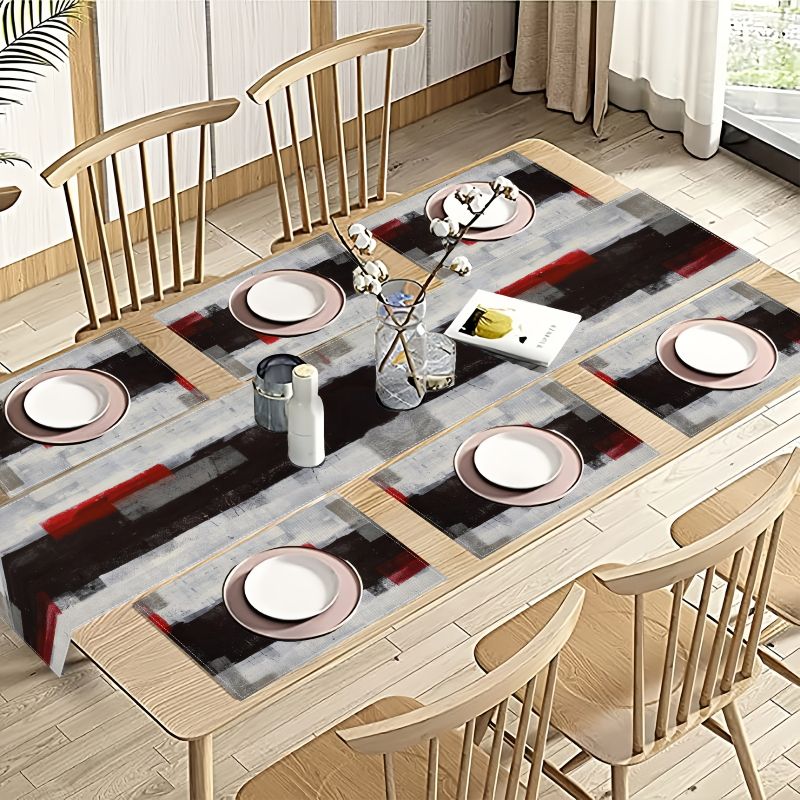 Modern Art Contrasting Abstrac - Linen Table Runner recension och pris