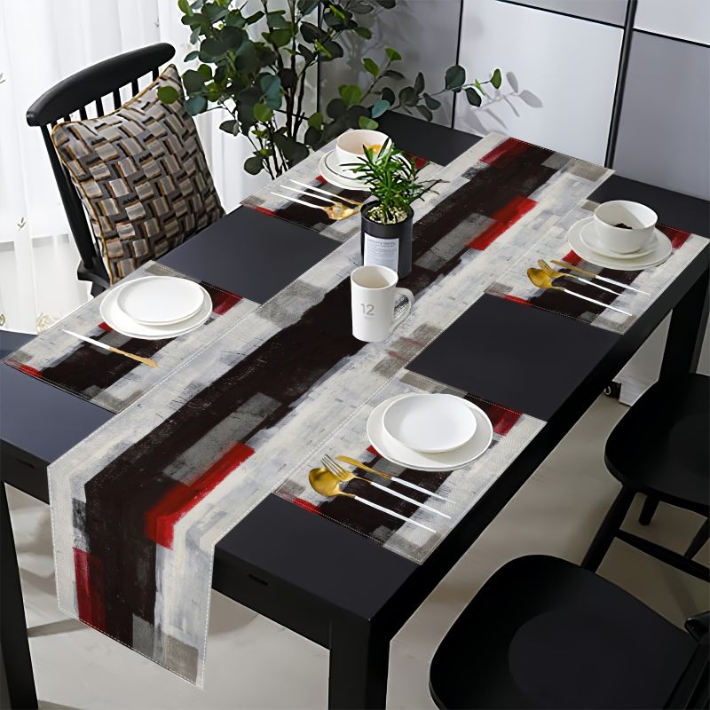 Modern Art Contrasting Abstrac - Linen Table Runner recension och pris