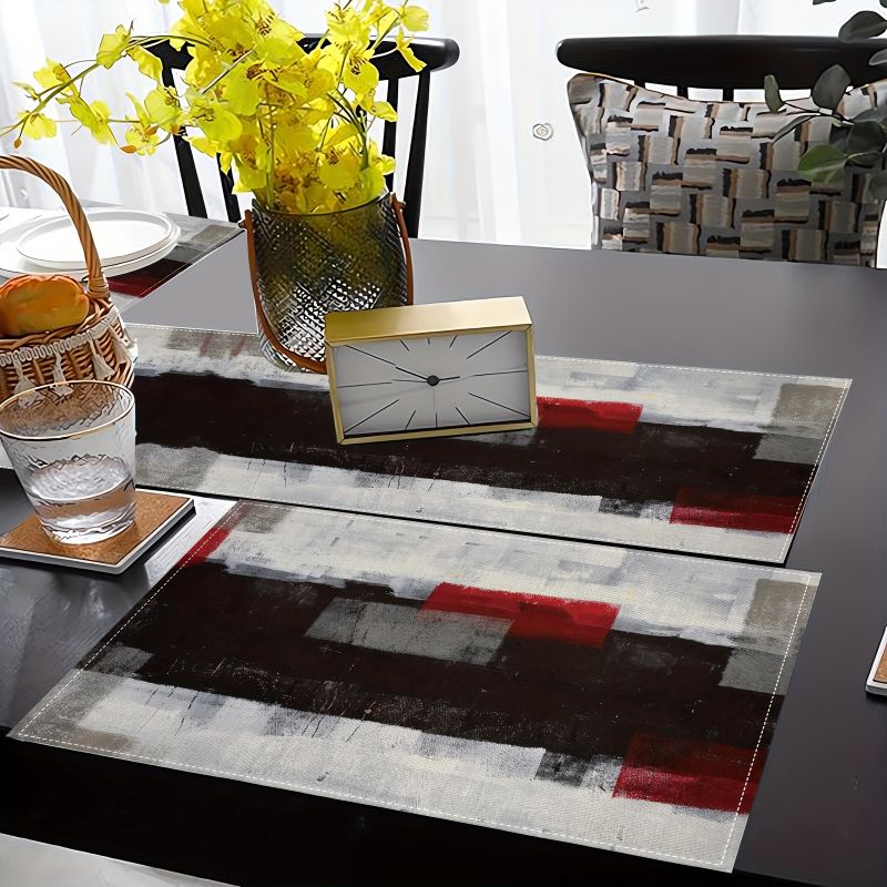 Modern Art Contrasting Abstrac - Linen Table Runner recension och pris