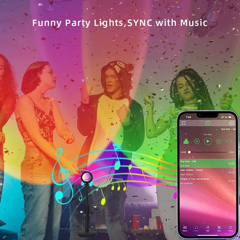 Smart LED Sunset Lamp Colorful - Home Decor Free App recension och pris
