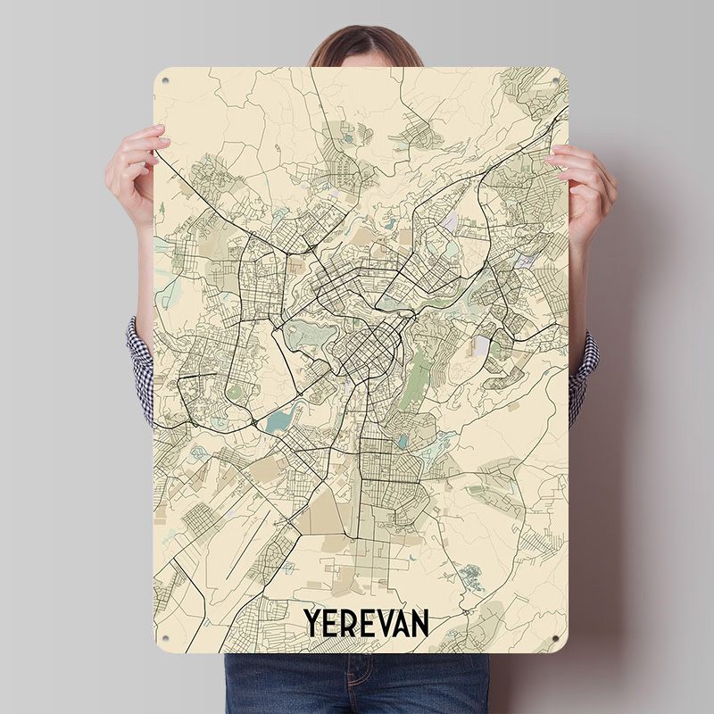 Yerevan City Map Tinplate Post - Home Decor Yerevan recension och pris