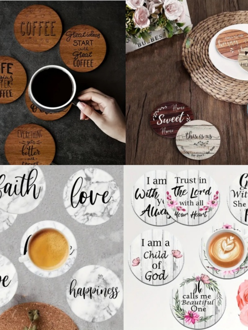 6 Pieces of Circular Inspirati - Wooden Letter Sign recension och pris