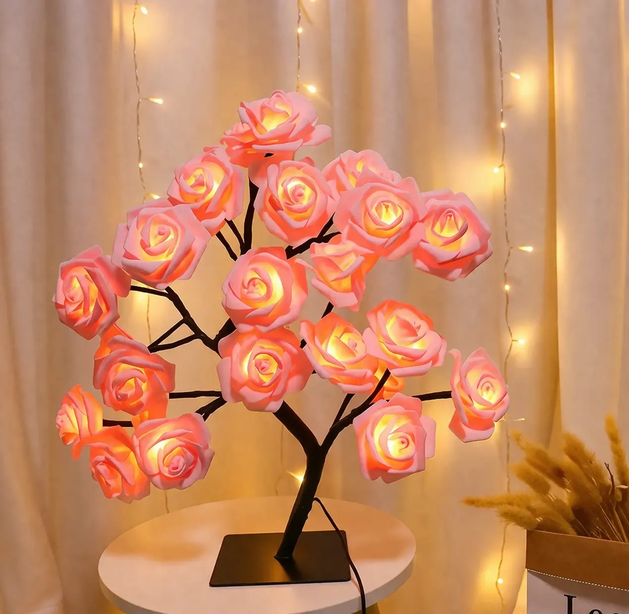 Rose Flower Design Tree Night  - Fairy Lights Bedroom recension och pris