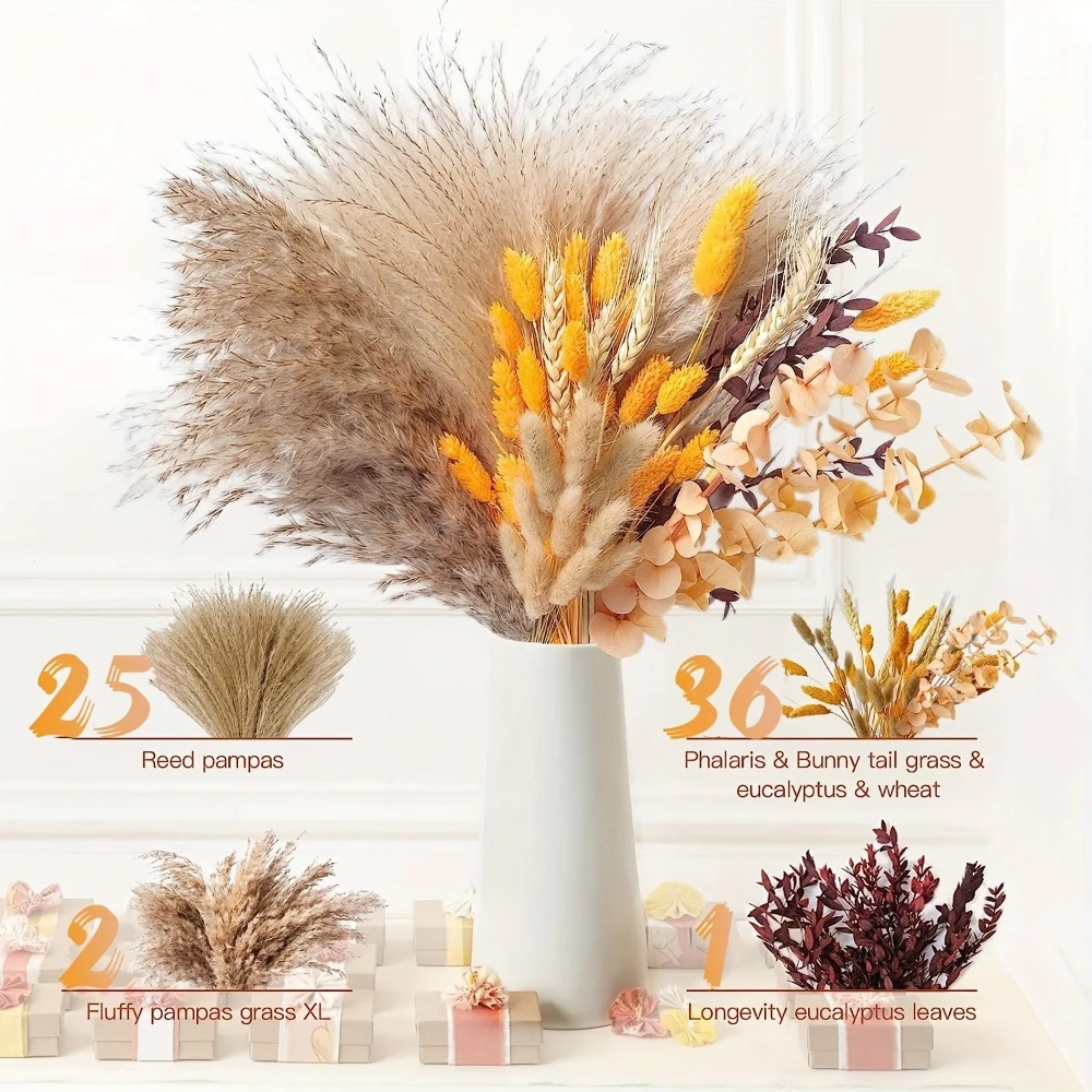 80Pieces Natural Dried Flowers - Pampas Grass Decor recension och pris