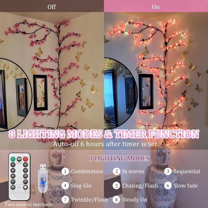 LED Cherry Blossom Tree Branch - Fairy Lights Bedroom recension och pris