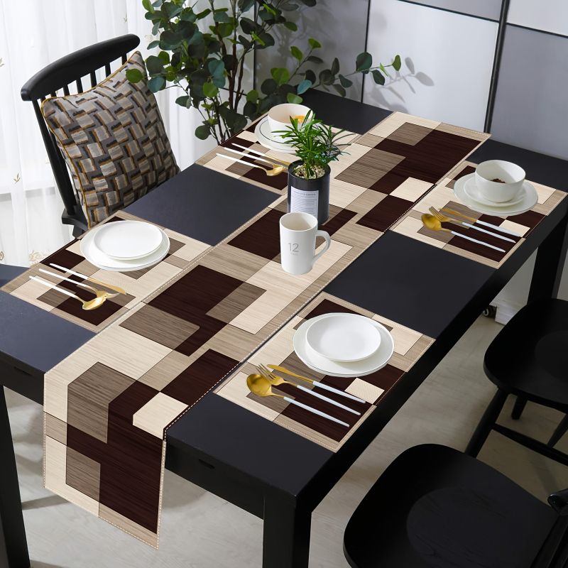 VIKAMA Maillard Geometric Styl - Linen Table Runner recension och pris