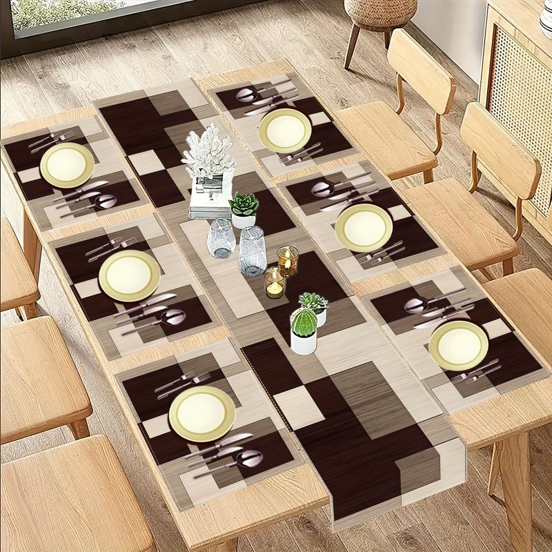VIKAMA Maillard Geometric Styl - Linen Table Runner recension och pris