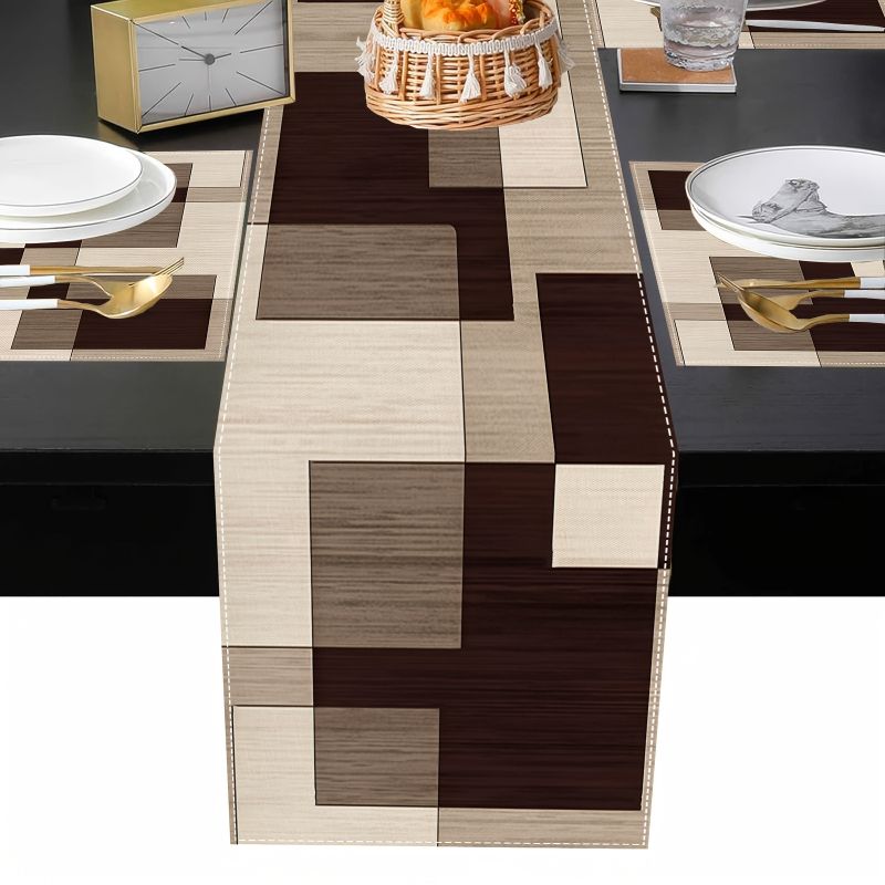 VIKAMA Maillard Geometric Styl - Linen Table Runner recension och pris