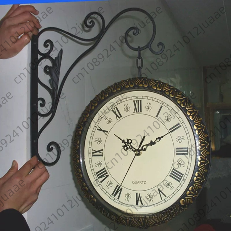Household retro metal double-s - Wall Clock Silent recension och pris