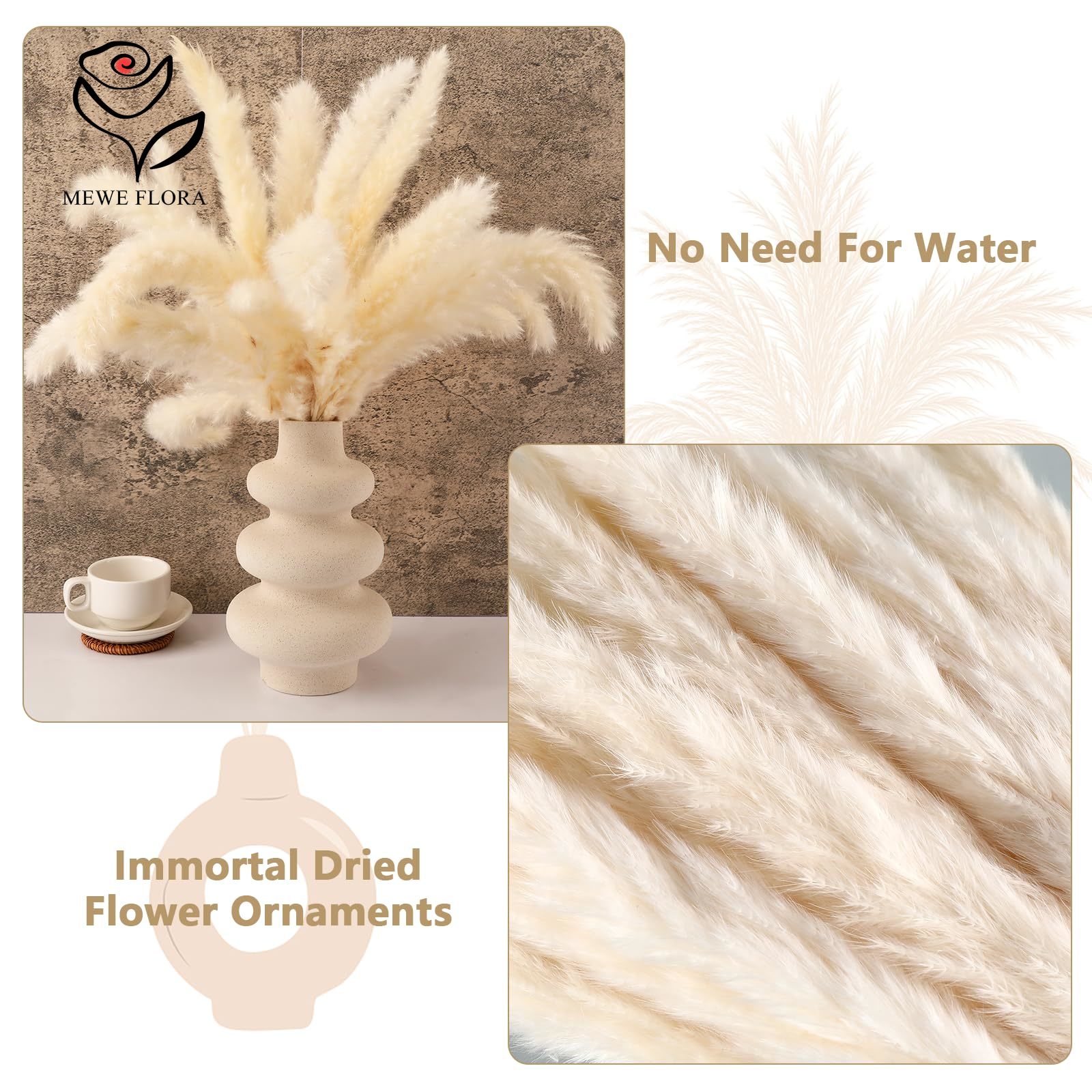 18 Stems Natural Dried Flowers - Pampas Grass Decor recension och pris