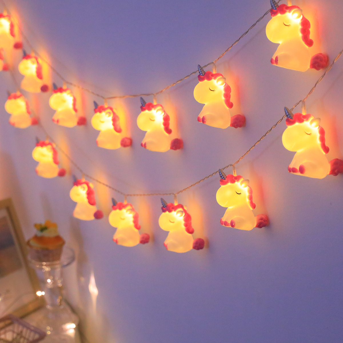 Cute 3D Unicorn LED String Lig - Fairy Lights Bedroom recension och pris