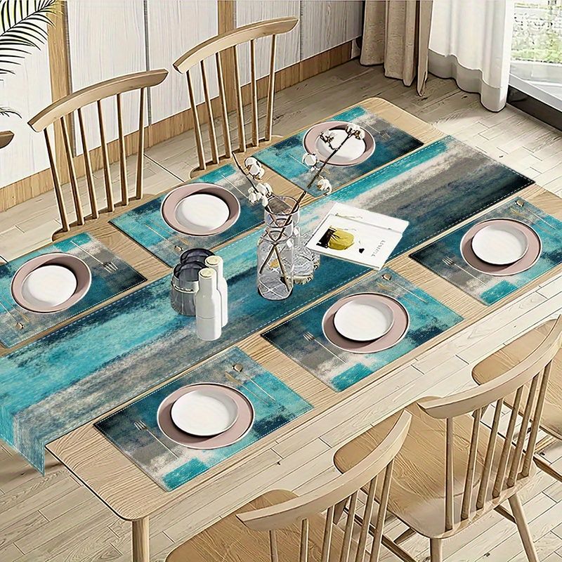 VIKAMA Morandi Abstract Ink Ta - Linen Table Runner recension och pris