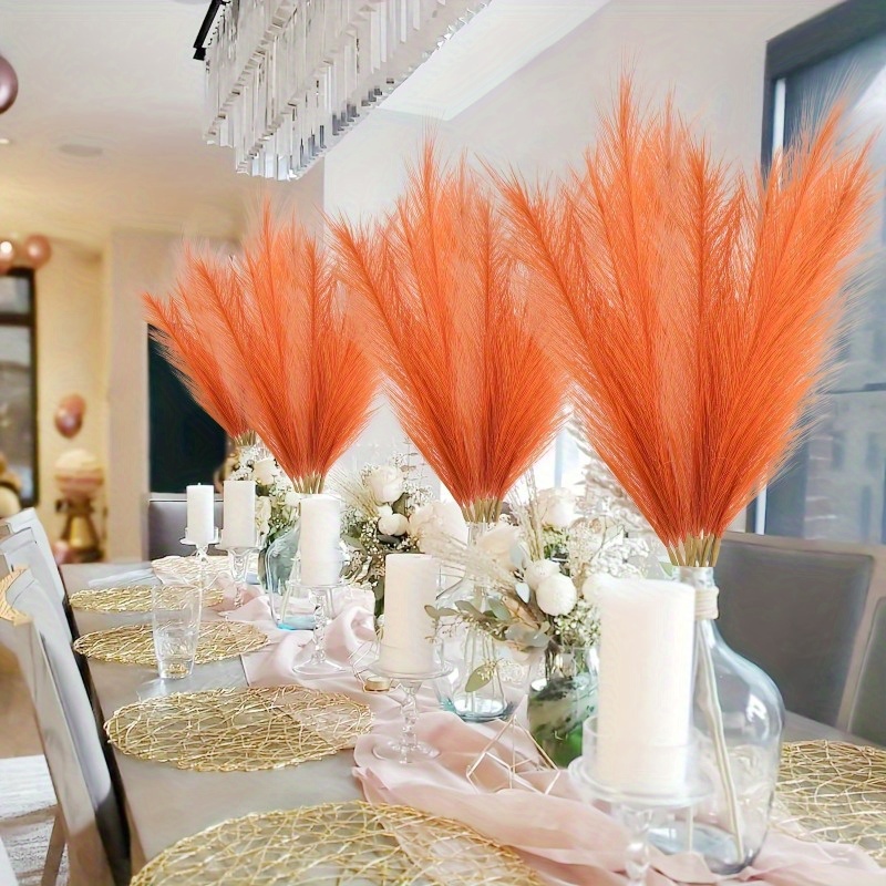10pcs Vivid Orange Pampas Gras - Pampas Grass Decor recension och pris
